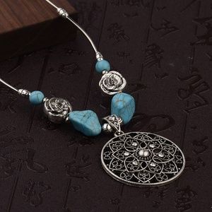 Medallion Boho Ethnic Tibetan Necklace NWT-